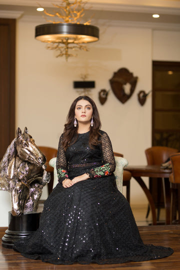 Jhilmil Black Shadmani Sequin Embroidered Dress | RJ’S PRET