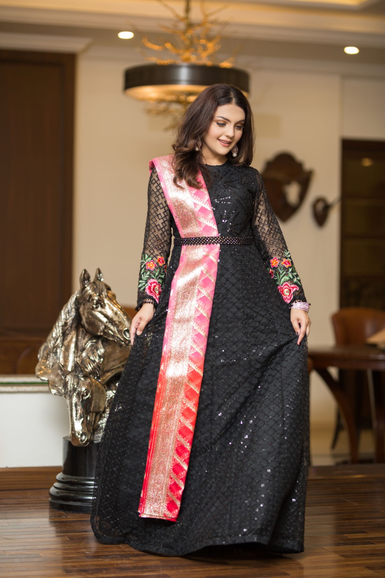 Jhilmil (Black) | Party Dress | Pakistani Formal Dress | RJ's Pret