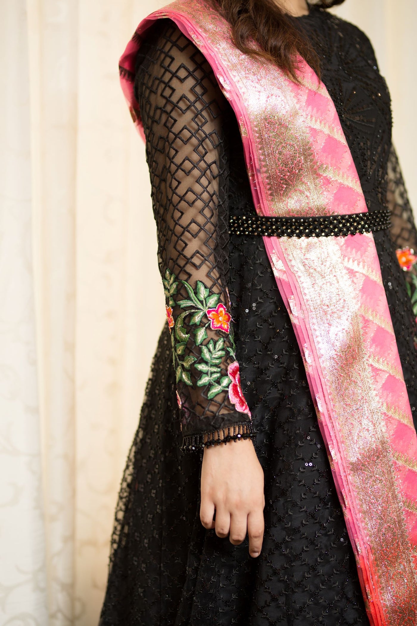 Jhilmil Black Shadmani Sequin Embroidered Dress | RJ’S PRET