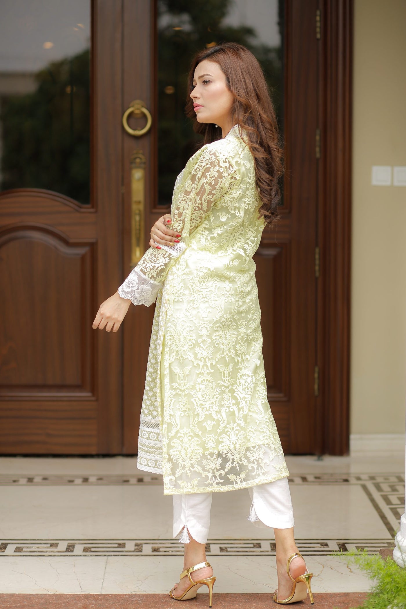 Embroidered Summer Outfit with Lace Detailing | Canary Yellow | Rang