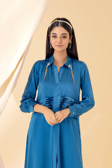 Azure Blue Pristine Silk Kurta Set | RJS PRET