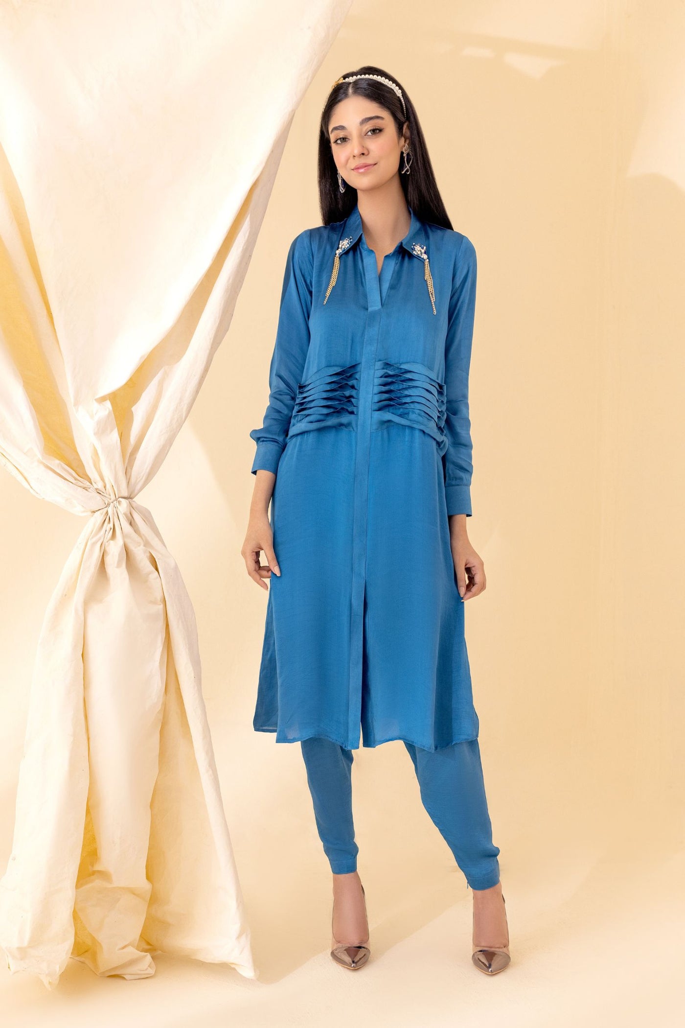 Azure Blue Pristine Silk Kurta Set | RJS PRET