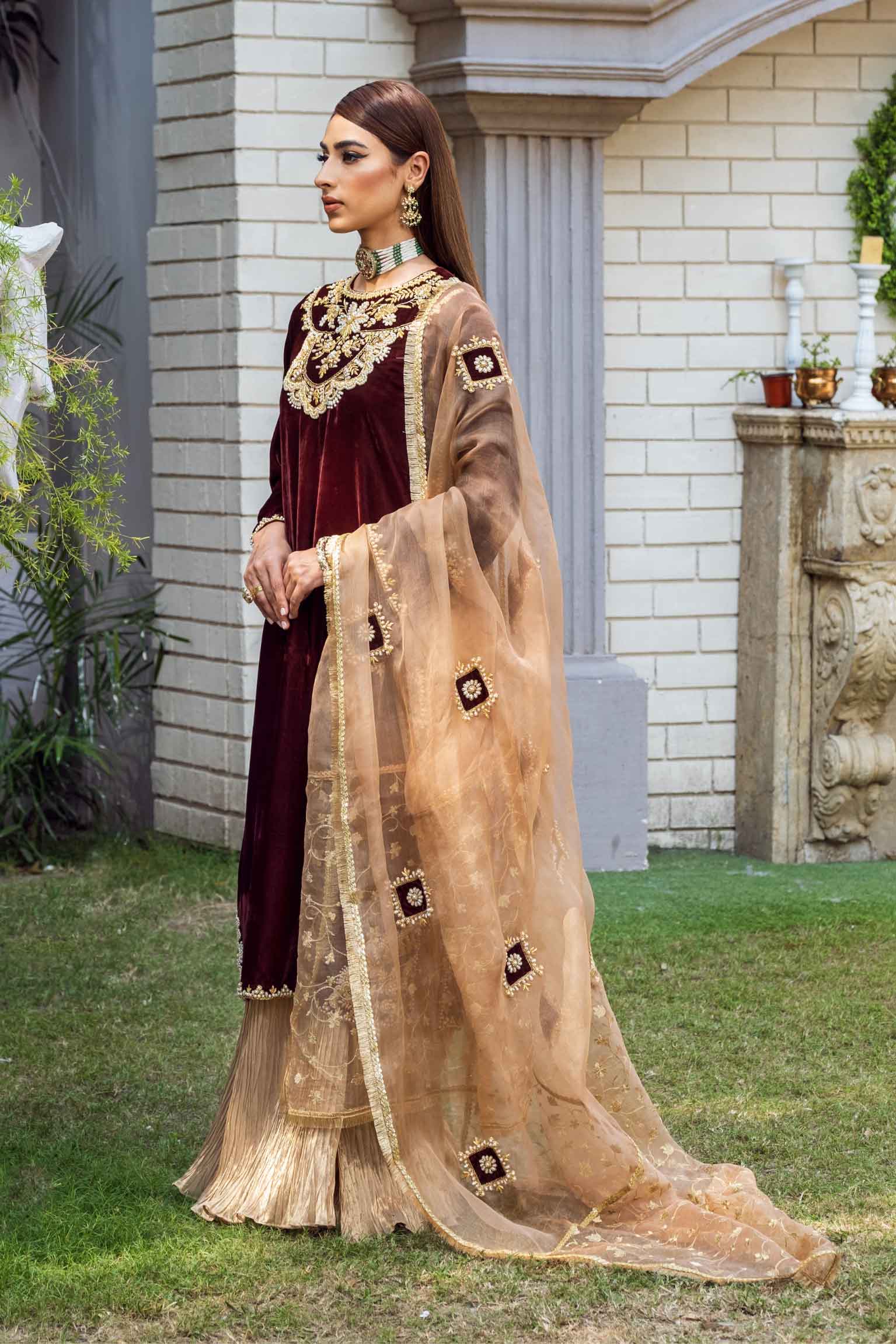 Warm Brown Ritz Velvet Formal Dress