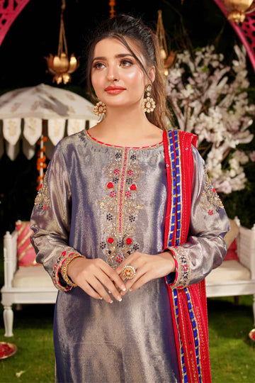 Raqs Khushi Embroidered Tissue Dress | RJS PRET