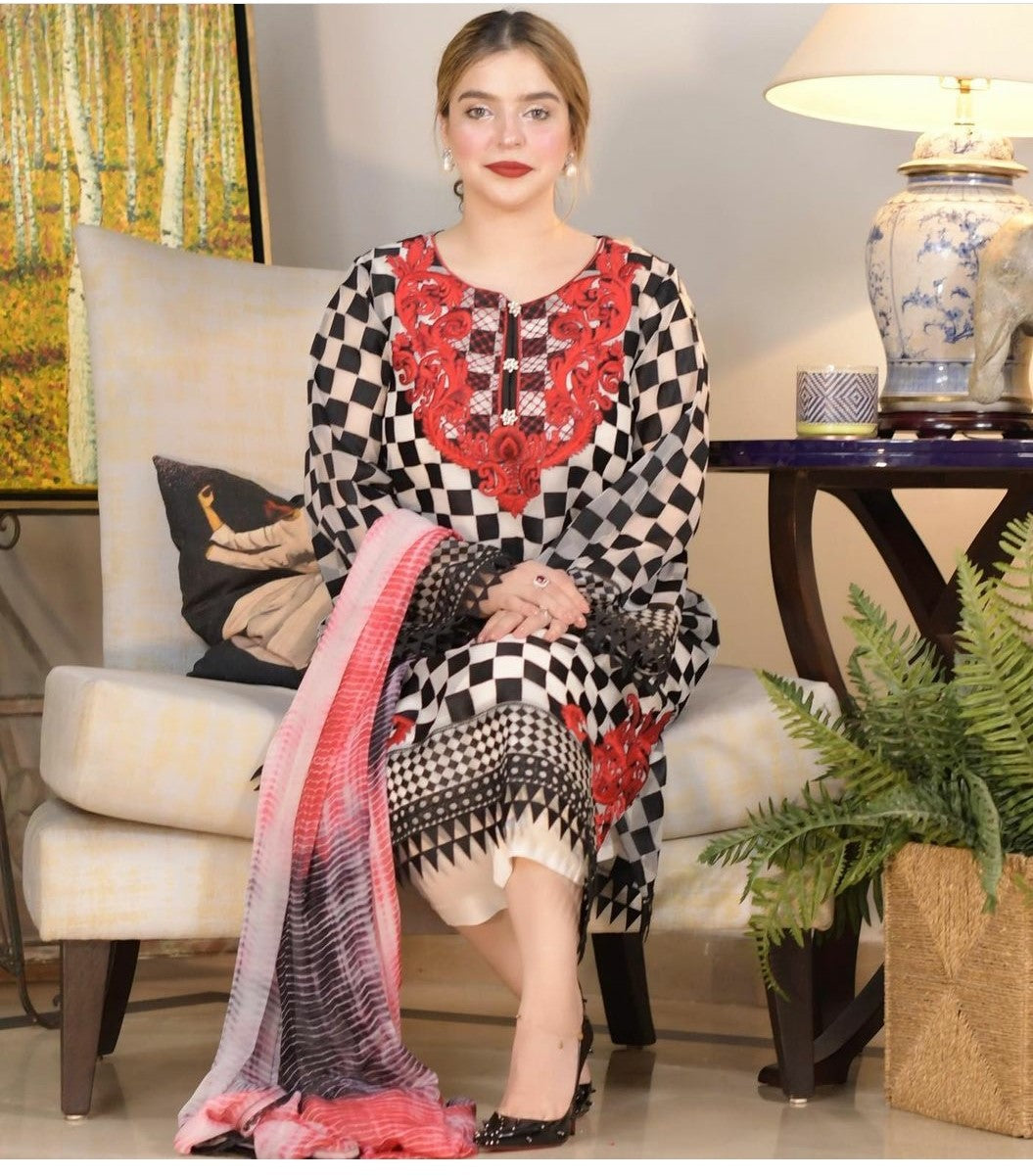 FLORENCE (BLACK & RED) | CARNIVAL | 3 Piece Embroidered Suit