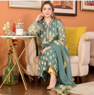 SPARKLE (PINE GREEN) | CARNIVAL | Cotton Net Jacquard Suit