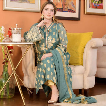 SPARKLE (PINE GREEN) | CARNIVAL | Cotton Net Jacquard Suit