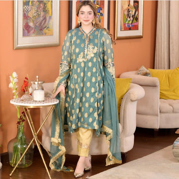 SPARKLE (PINE GREEN) | CARNIVAL | Cotton Net Jacquard Suit
