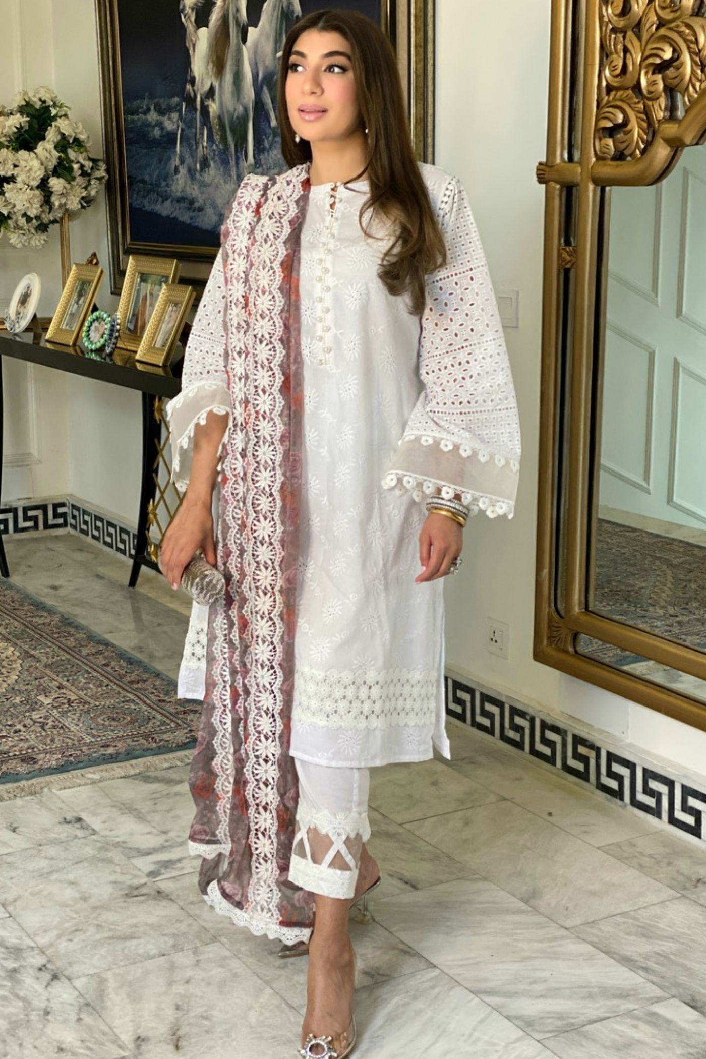 Chicken Kari Suit | WHITE DELUXE | MEETHI EID | RJS PRET