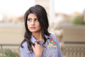 BLUE DENIM EMBROIDERED SHIRT | RJ’S PRET