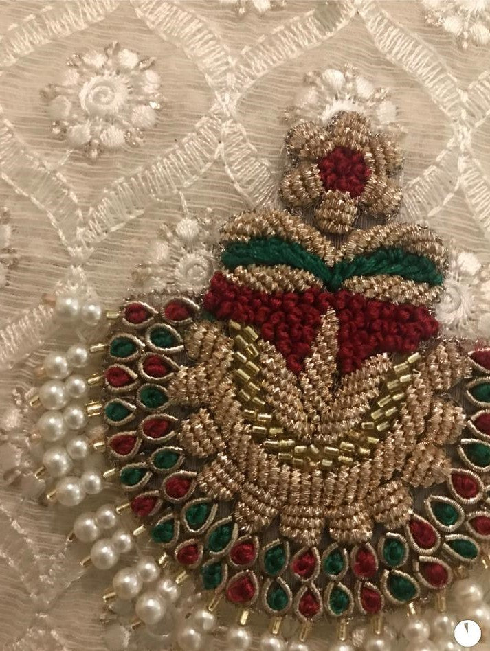 Blush White Rang Embroidered Organza Set | RJ’S PRET