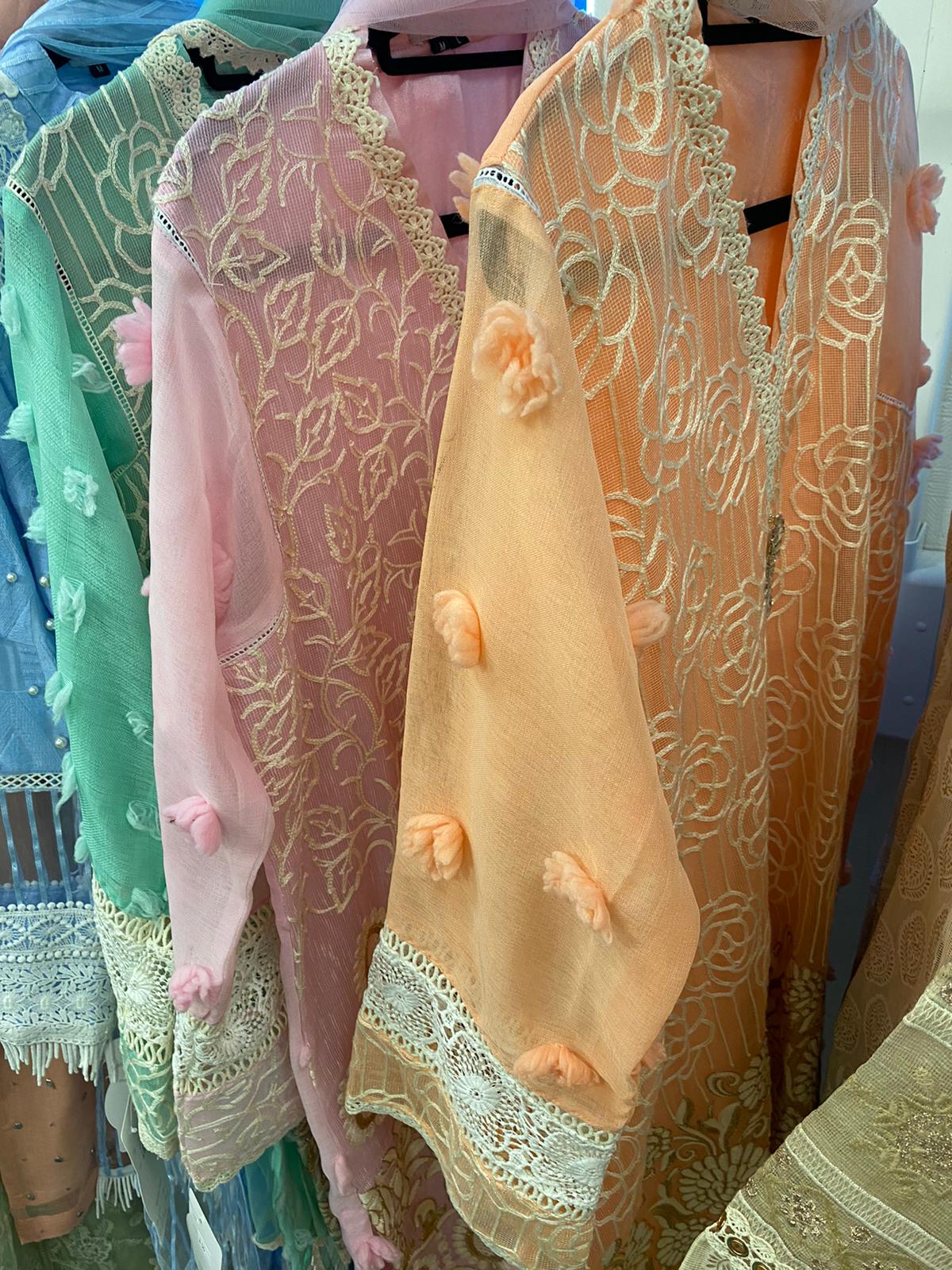 Seafoam Mystique 19 Embroidered Cotton Net Suit | RJ'S PRET