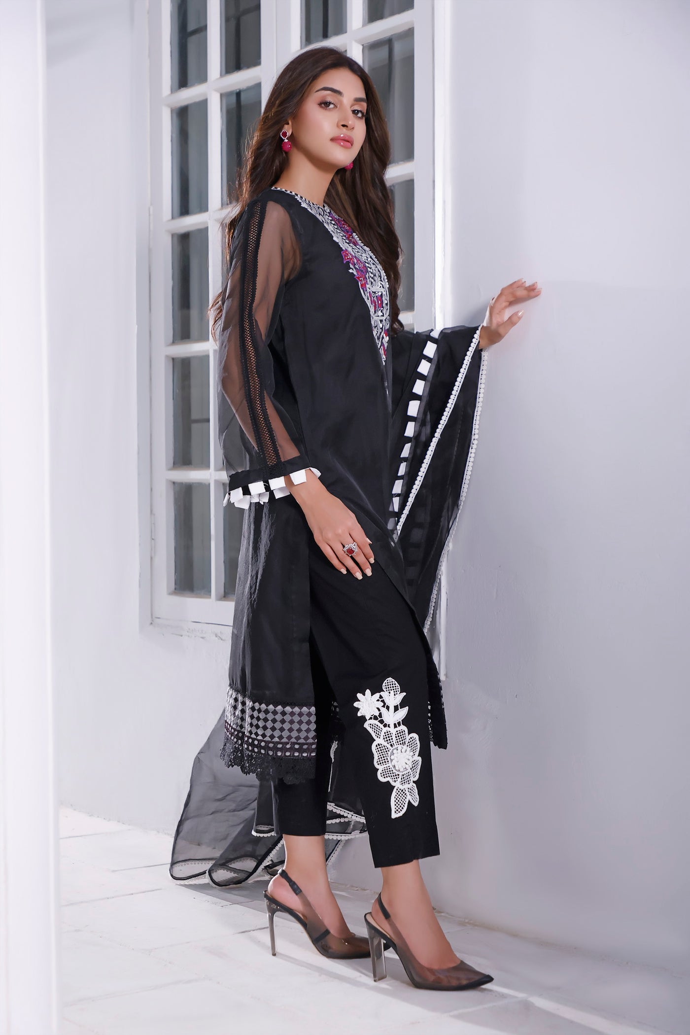 4 Piece Black Embroidered Suit | GOLORIOUS NIGHT | BLOOM | RJS PRET