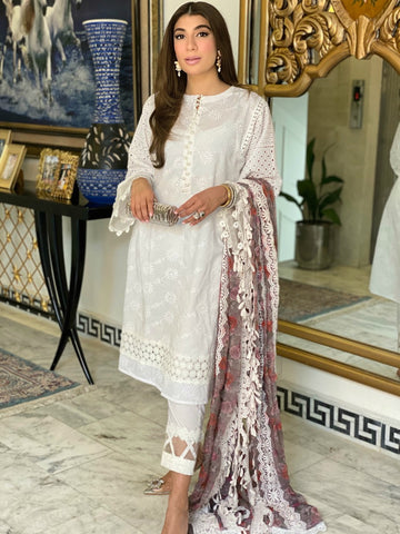 Chicken Kari Suit | WHITE DELUXE | MEETHI EID | RJS PRET